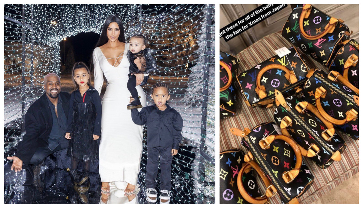 Kim Kardashian su šeima/„Louis Vuitton“ rankinės