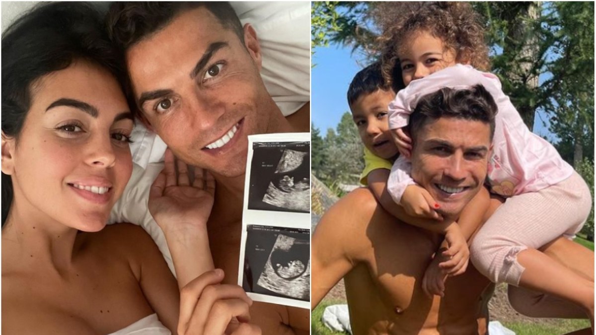 Cristiano Ronaldo su sužadėtine ir vaikais / „Instagram“ nuotr.