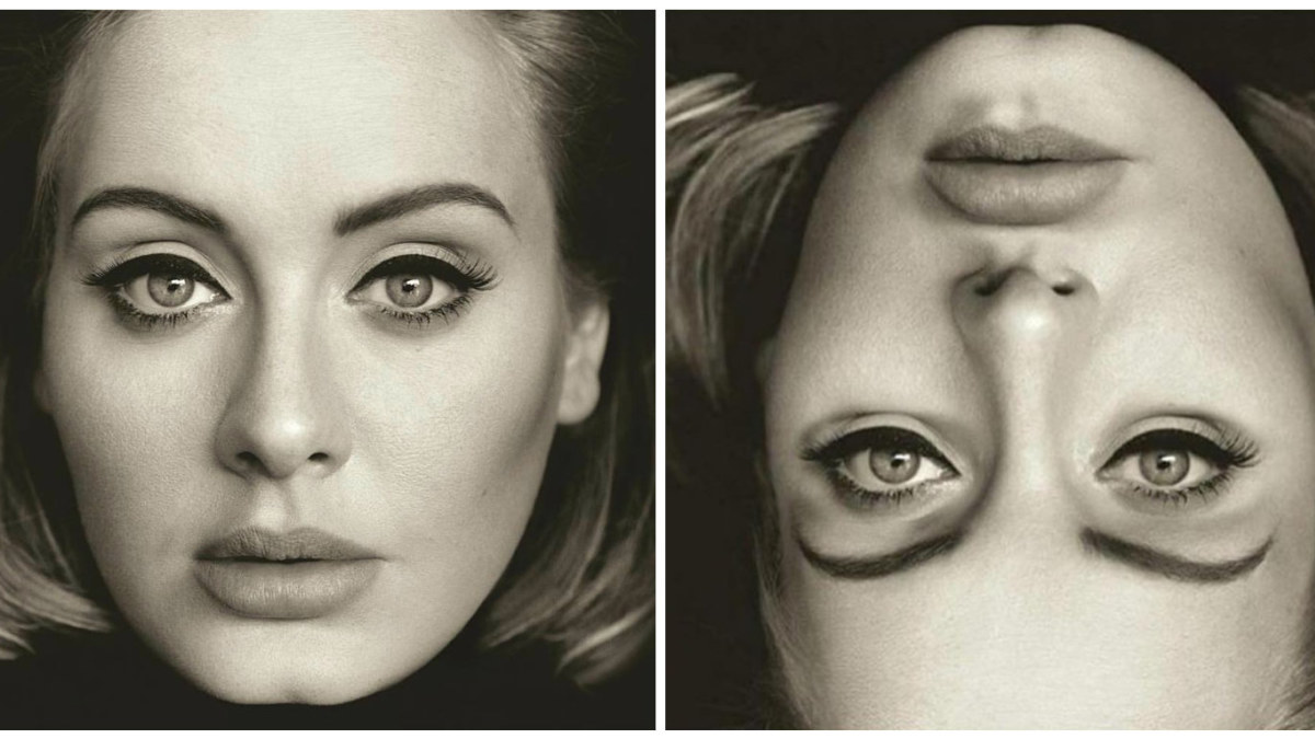 Kairėje – originali Adele nuotrauka, o dešinėje – ažiotažą internete sukėlusi „išvirkščia“ jos versija / „Instagram“ nuotr.