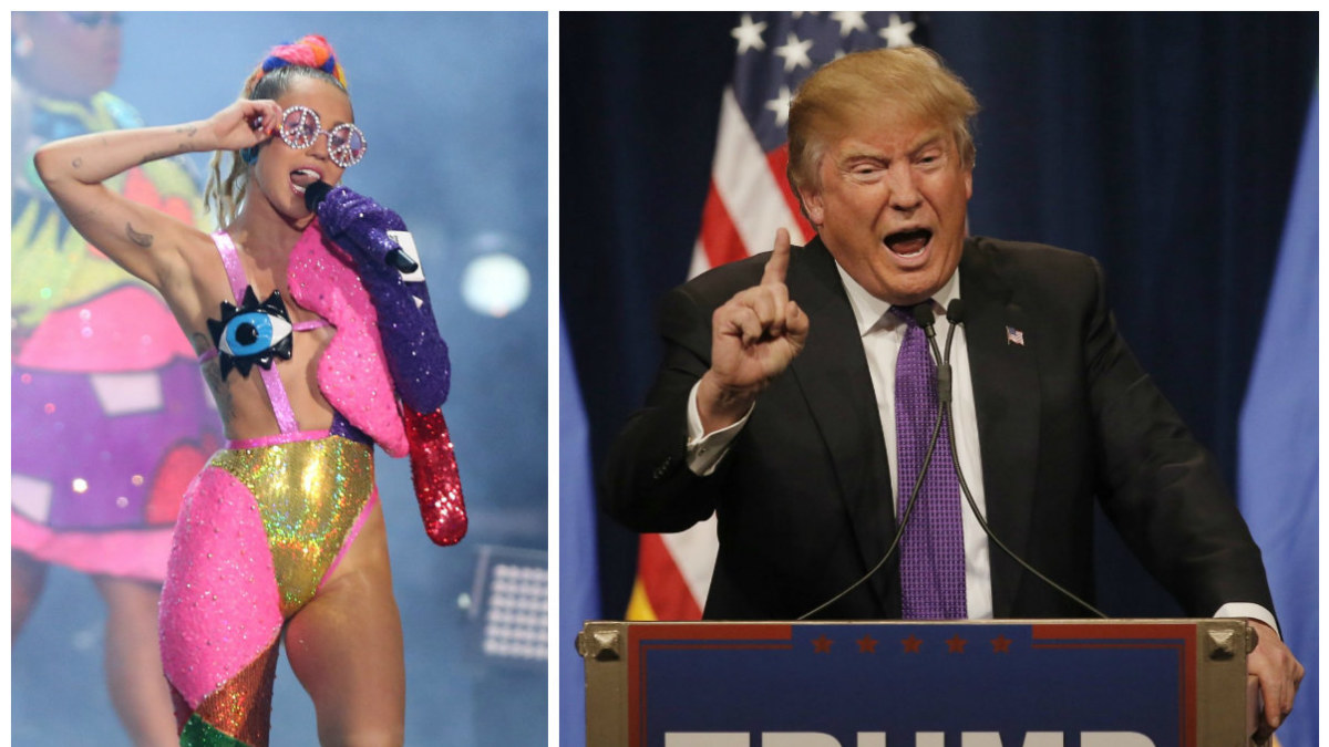 Miley Cyrus ir Donaldas Trumpas / „Scanpix“ nuotr.