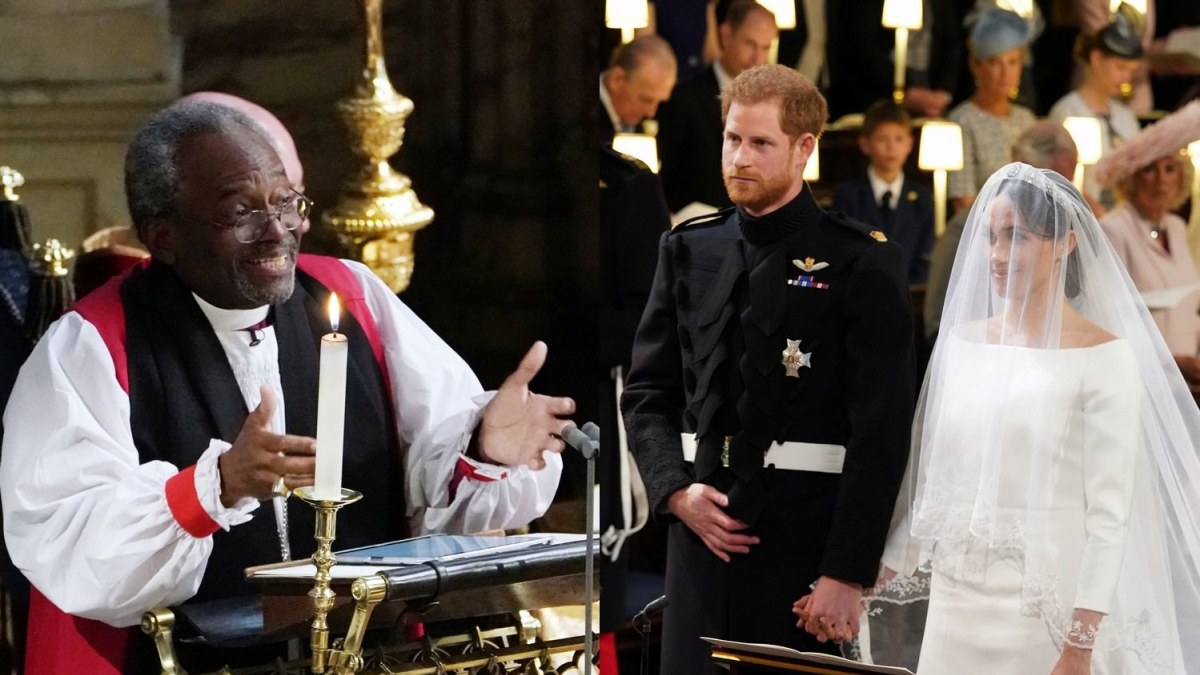 Vyskupas Michaelas Curry ir princas Harry su žmona Meghan / „Scanpix“ nuotr.