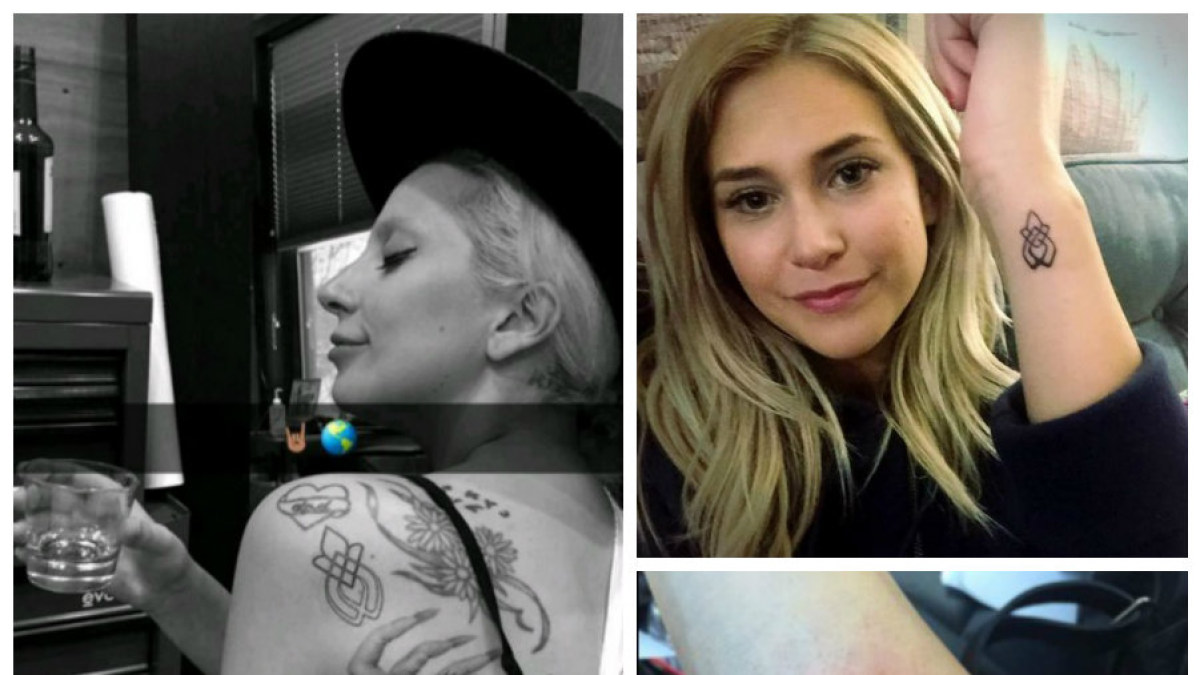 Lady Gaga iš solidarumo su seksualinės prievartos aukomis pasidarė vienodas tatuiruotes / „Facebook“ nuotr.