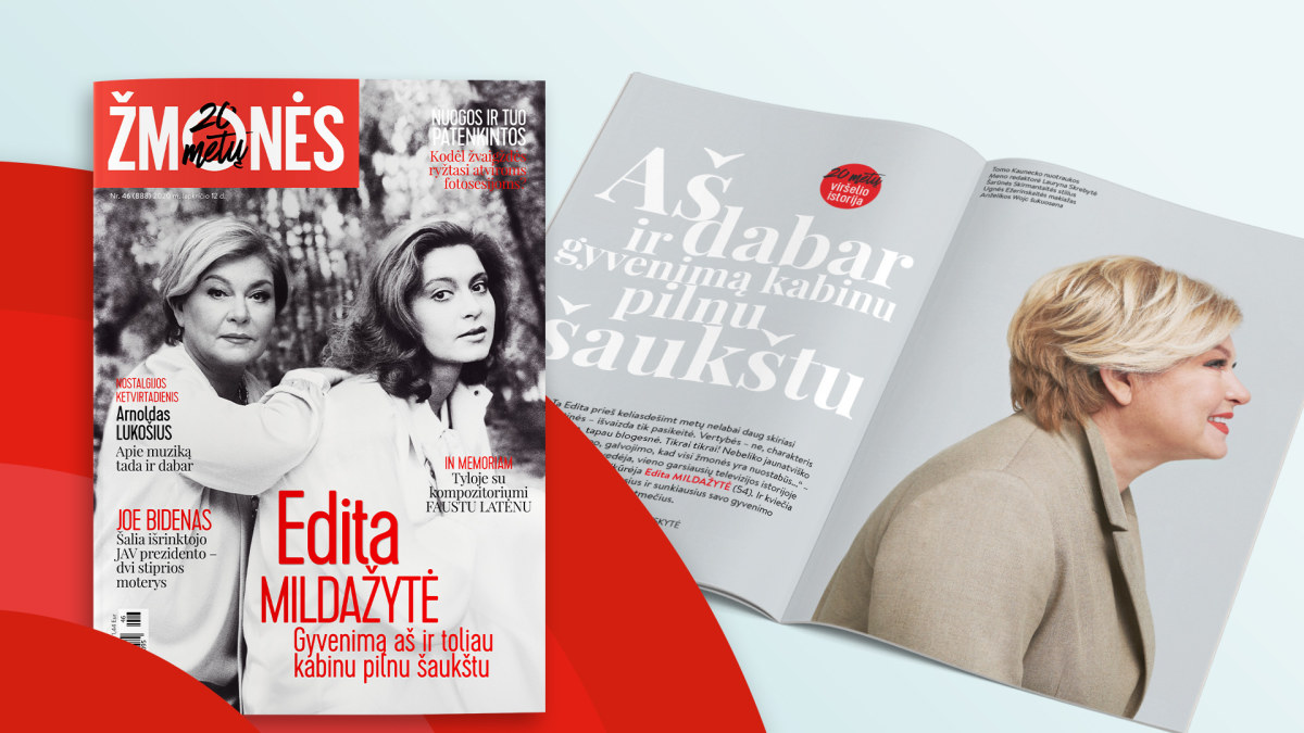 20-metį švenčiančio žurnalo „Žmonės“ viršelyje – Edita Mildažytė / Tomo Kaunecko nuotr., montažas 