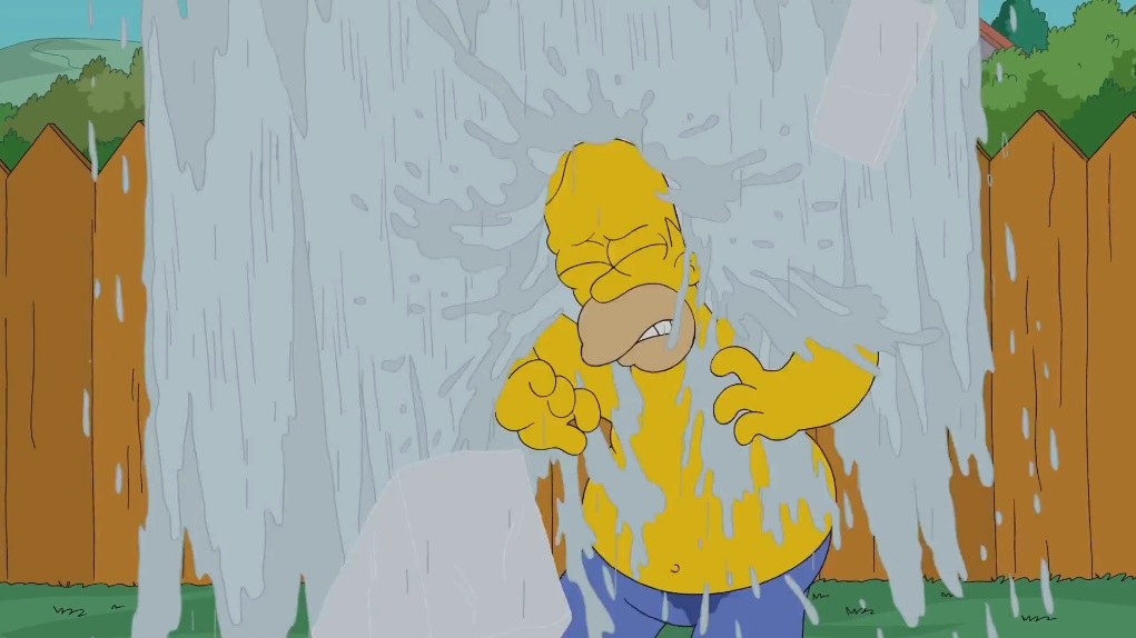 Houmeris Simpsonas priima ledinio vandens iššūkį / Kadras iš vaizdo įrašo
