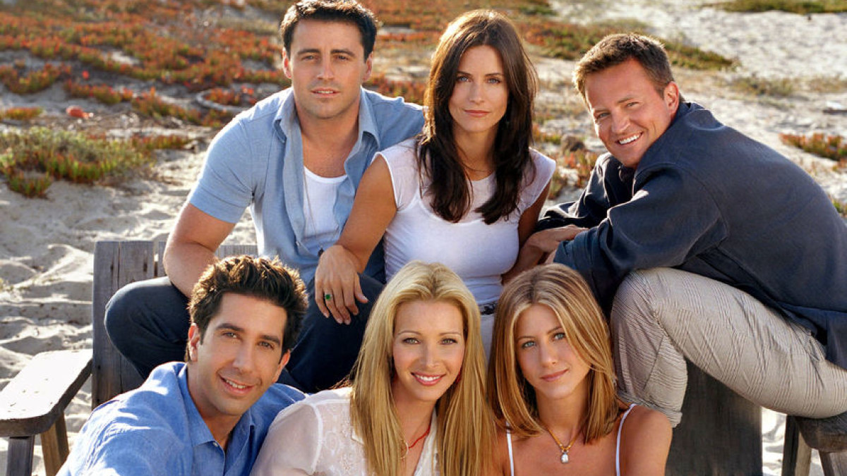 Serialo „Draugai“ aktoriai: Mattas LeBlancas, Courteney Cox, Matthew Perry, Davidas Schwimmeris, Lisa Kudrow ir Jennifer Aniston