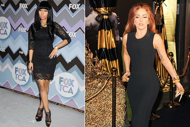 Atlikėjos Nicki Minaj (kairėje) ir Lady Gaga (dešinėje) / Scanpix ir Shutterstock nuotr.