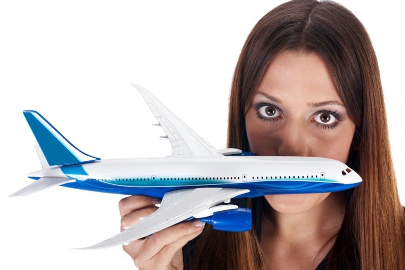 Mergina laiko lėktuvo modelį / Shutterstock nuotr.
