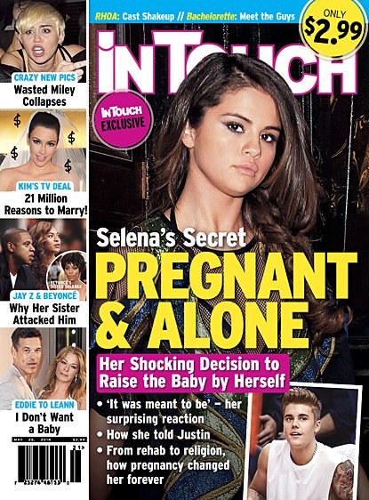 Bulvarinis žurnalas „In Touch Weekly“ paskelbė išgalvotą istoriją apie Selenos Gomez persileidimą / „In Touch Weekly“ viršelis