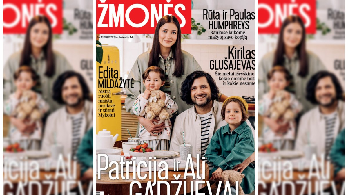 Patricija ir Ali Gadžijevai su sūnumis / Žurnalo „Žmonės“ viršelis