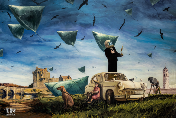 Algio Kriščiūno paveikslas „Birds and the Wind“