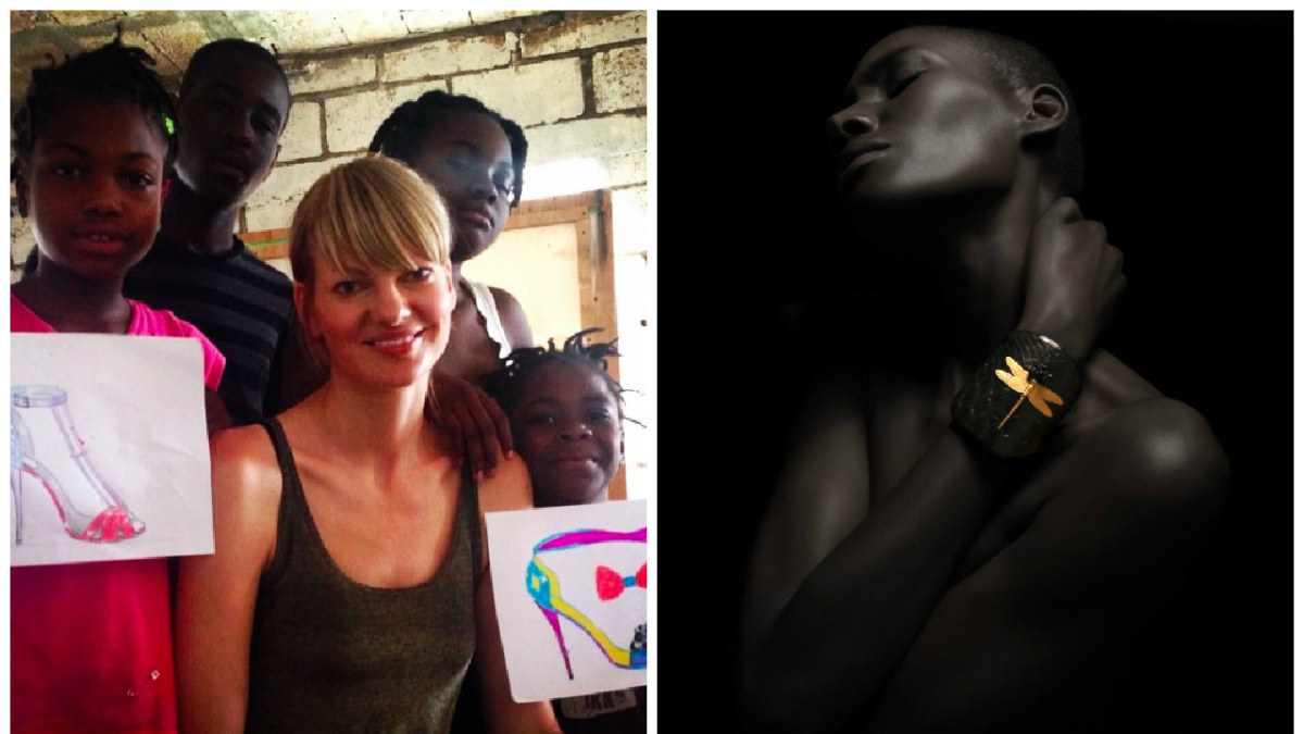 Aura Copeland Haityje ir jos kūrybos apyrankė ant modelio Anios Charlot rankos / Asmeninio albumo/Mani Zarrin nuotr.