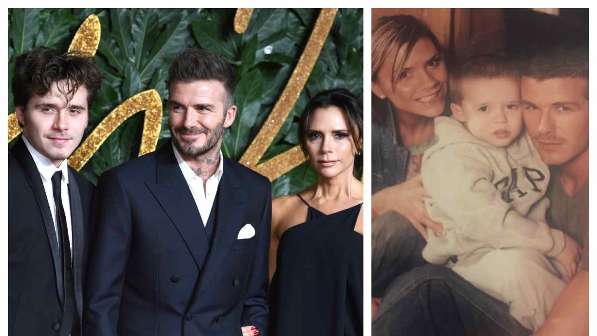Beckhamų šeima su vyriausiu sūnumi: Brooklynas, Davidas ir Victoria / „Scanpix“ ir socialinių tinklų nuotr. 