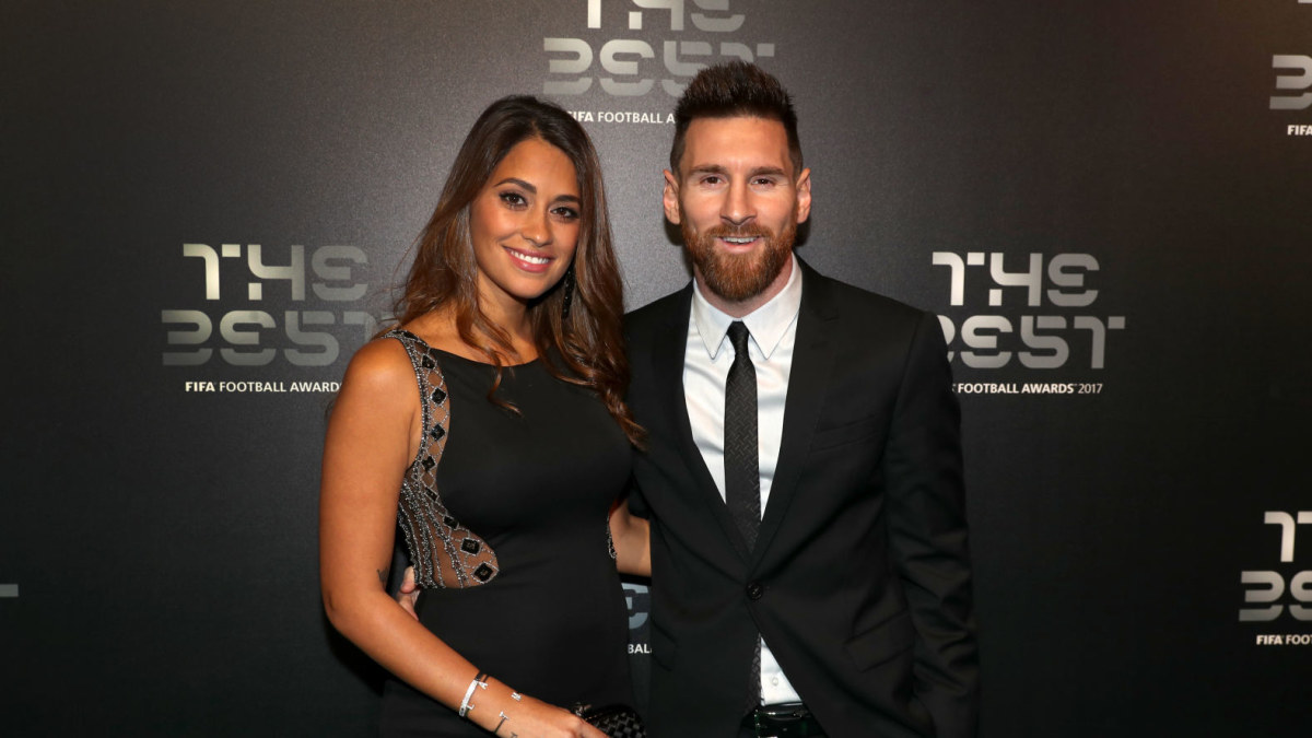 Lionelis Messi ir Antonella Roccuzzo / AFP/„Scanpix“ nuotr.