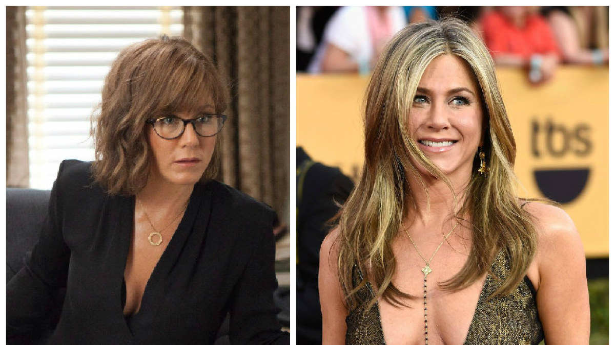 Dėl psichologės vaidmens komedijoje „Kaip tapti žvaigžde Brodvėjuje“ Jennifer Aniston teko stipriai pakeisti išvaizdą / Kadras iš filmo ir „Scanpix“ nuotr.