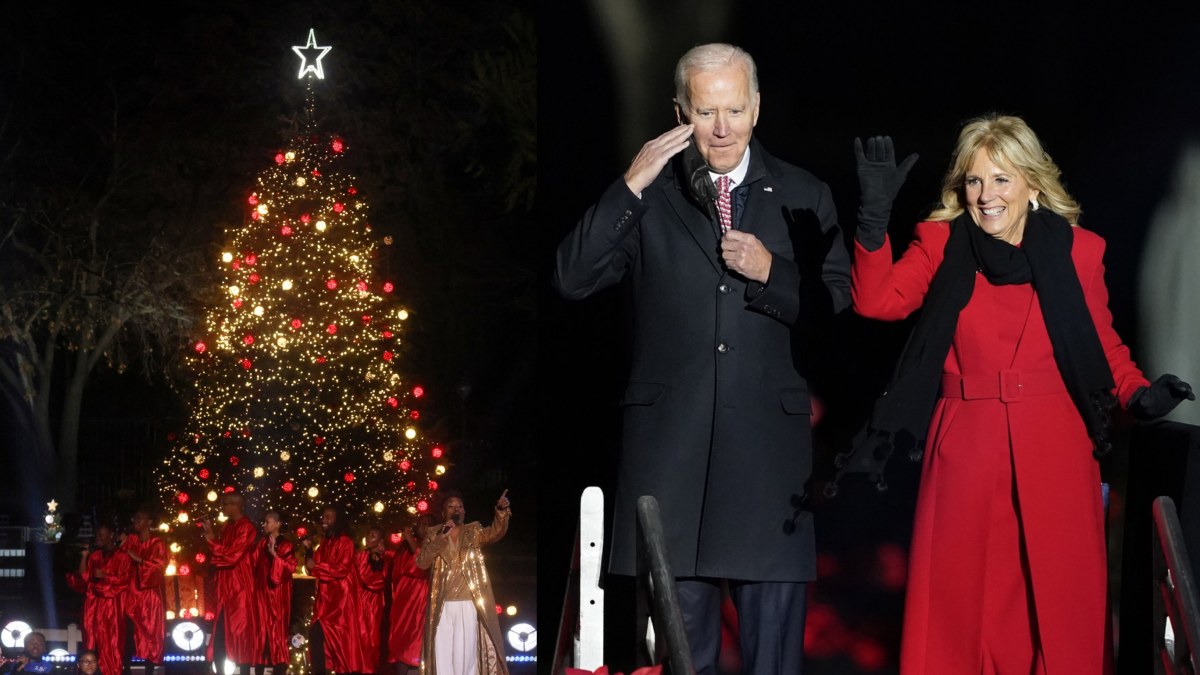 Joe Bidenas ir Jill Biden Baltųjų rūmų kalėdinės eglės įžiebime / Scanpix nuotr.