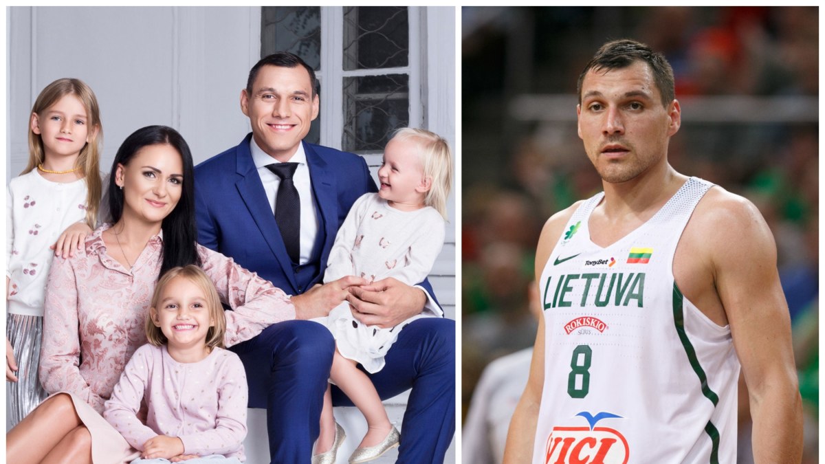 Krepšininkas Jonas Mačiulis, jo žmona Agnė Mačiulienė, dukros Kamilė, Klaudia ir Kotryna / Fotogenijų nuotr.
