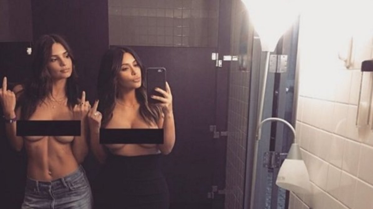 Emily Ratajkowski ir Kim Kardashian / „Instagram“ nuotr.
