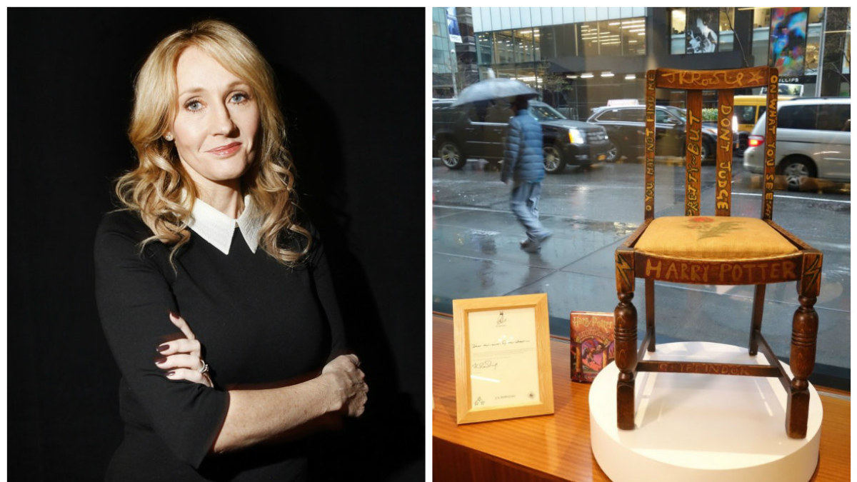 Hario Poterio autorės J.K.Rowling kėdė aukcione parduota už 394 tūkst. dolerių / „Scanpix“ nuotr.