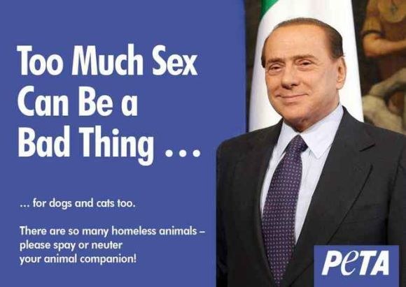 PETA tikisi, kad Silvio Berlusconi pavyzdys įkvėps šeimininkus savo augintinių sterilizacijai. / PETA nuotr.