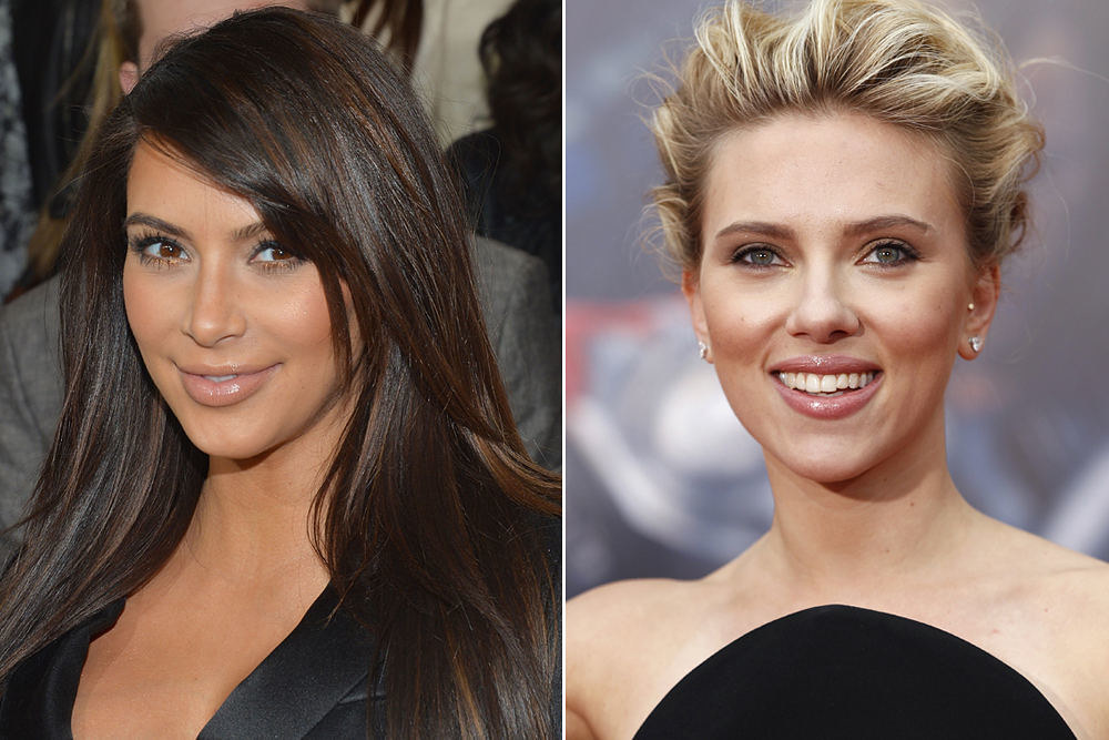 Kuri gražesnė: blondinė ar brunetė? Kairėje: Kim Kardashian, dešinėje: Scarlett Johansson. / „Scanpix“ nuotr.