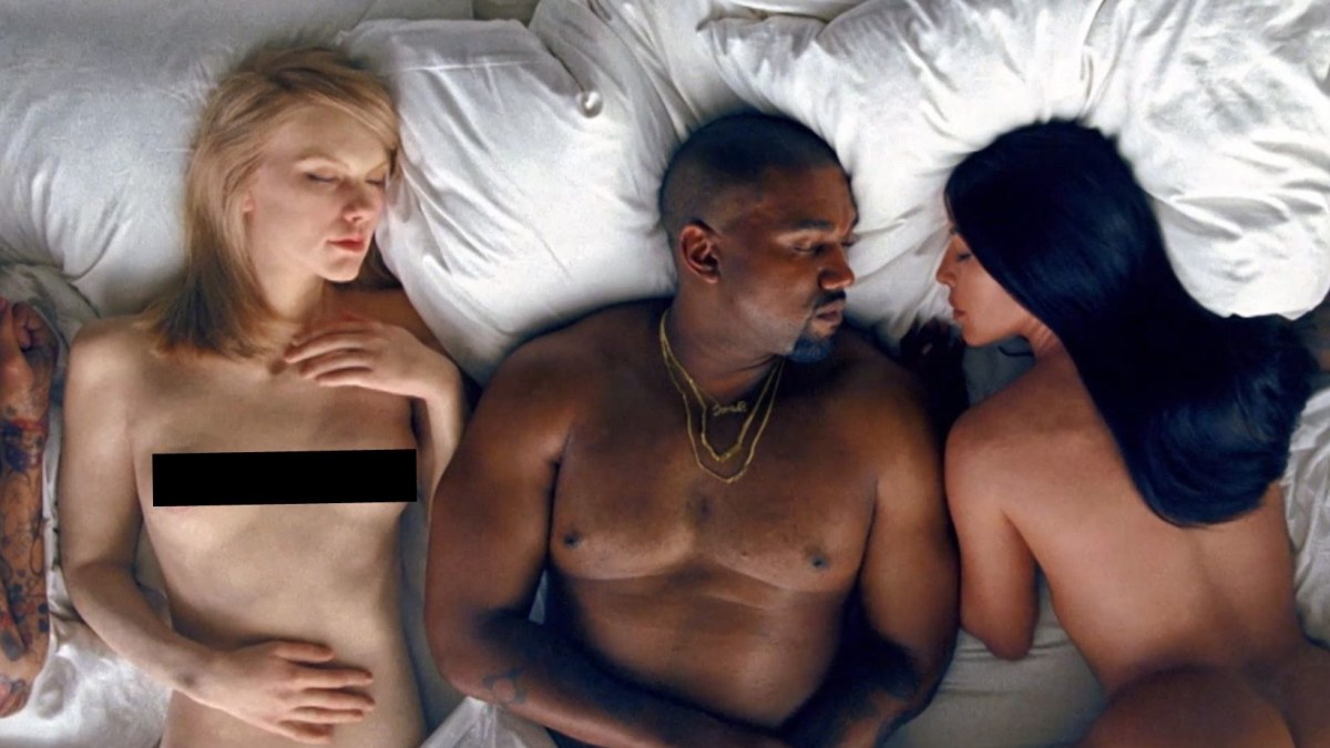 Kanye Westas vaizdo klipe „Famous“ su Taylor Swift ir Kim Kardashian vaškinėmis figūromis / „Scanpix“/Xposurephotos.com nuotr.