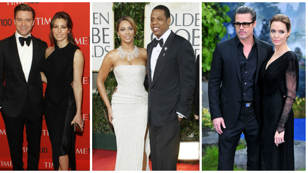 Justinas Timberlake'as su Jessica Biel, Beyonce su Jay-Z ir Bradas Pittas su Angelina Jolie / „Scanpix“ nuotr.
