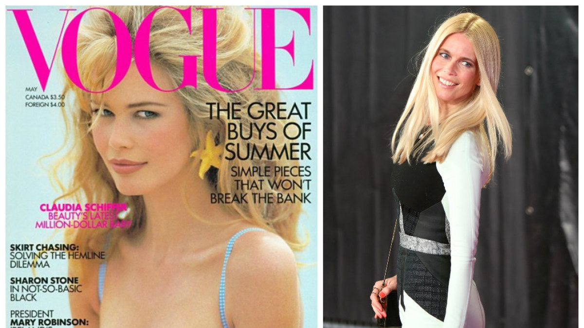 Claudia Schiffer 1992 ir 2015 metais / „Vogue“ ir „Scanpix“ nuotr.