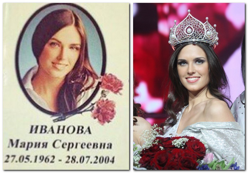 Mis Rusija Irina Antonenko savo atvaizdą išvydo antkapių reklamoje / AOP nuotr./„Žmonės.lt“ montažas