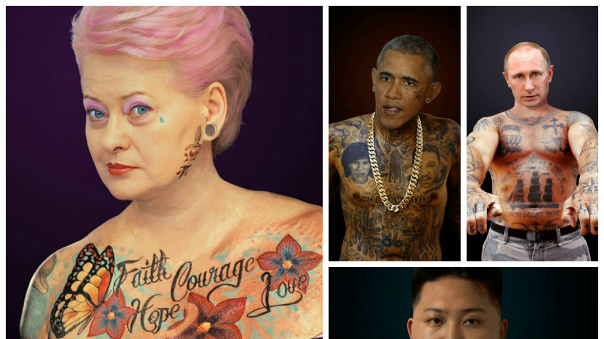 Armino Raugevičiaus kūryba – „tatuiruota“ Dalia Grybauskaitė, Barackas Obama, Vladimiras Putinas, Kim Jong Unas / Asmeninio albumo nuotr.
