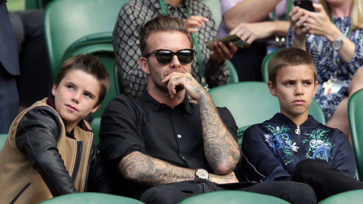 Davidas Beckhamas su sūnumis Cruzu ir Romeo / „Scanpix“/AP nuotr.