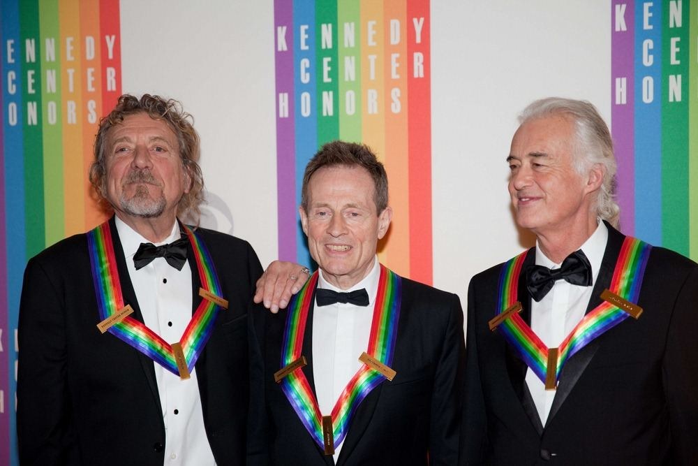 „Led Zeppelin“ grupės nariai Robertas Plantas, Johnas Paulas Jonesas ir Jimmy Page / AFP/„Scanpix“ nuotr.
