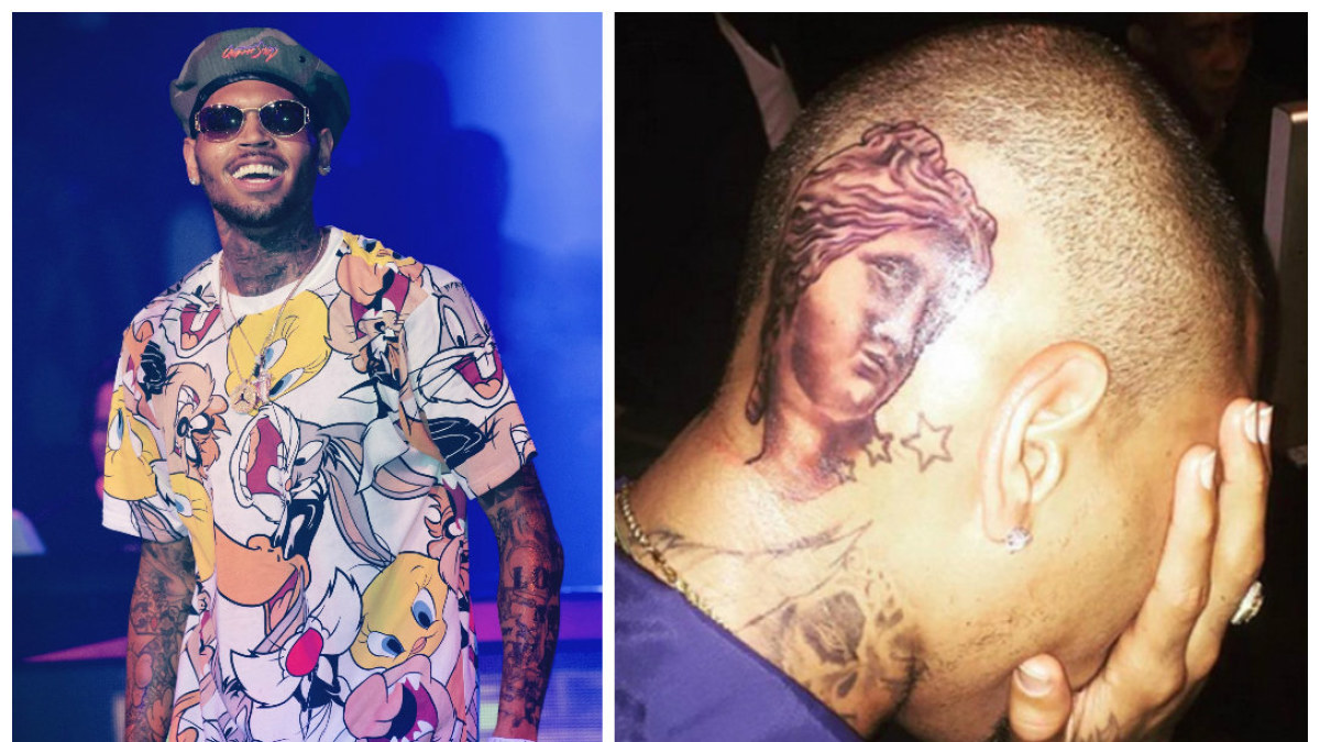 Chrisas Brownas ant galvos pasidarė tatuiruotę