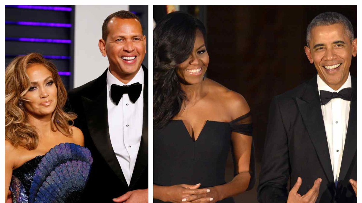 Jennifer Lopez su Alexu Rodriguezu ir Michelle su Baracku Obamos / „Scanpix“ nuotr.