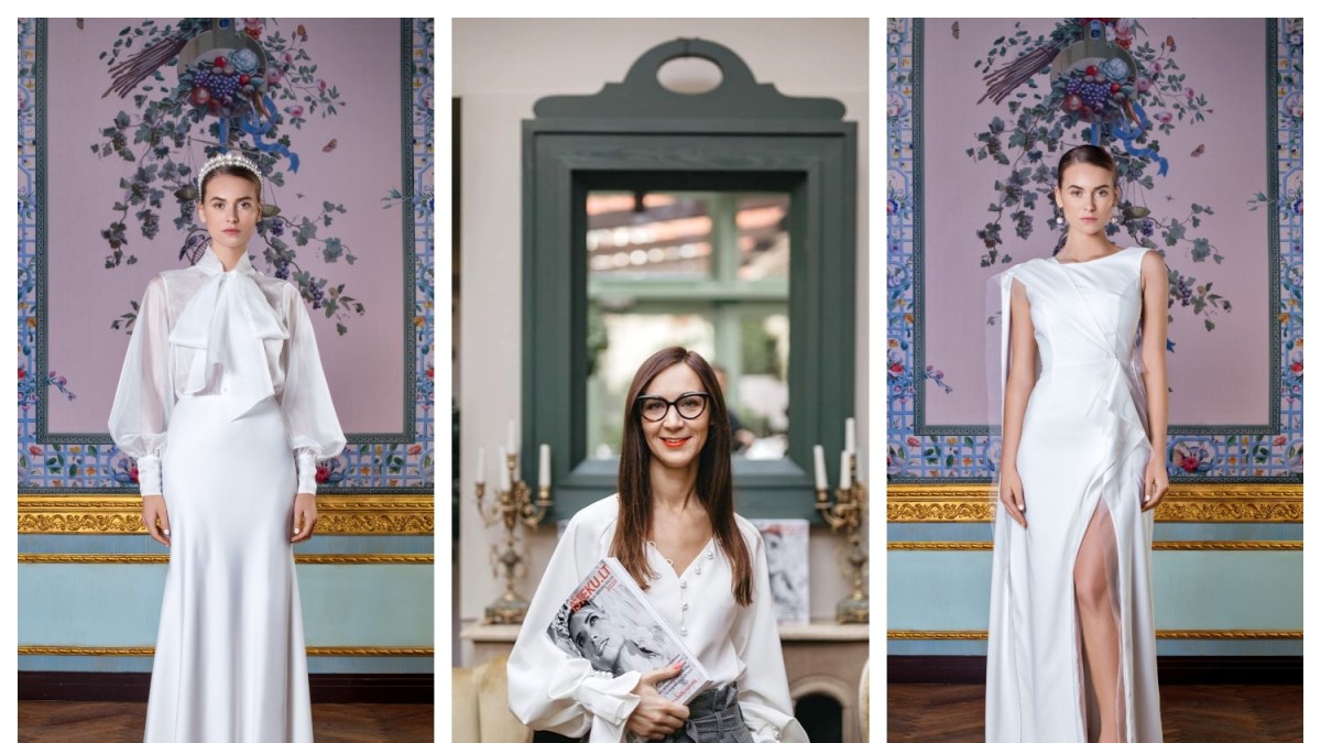 Dizainerė Agnė Deveikytė pristato naują vestuvinių suknelių kolekcija/Redos Mickevičiūtės nuotr.
