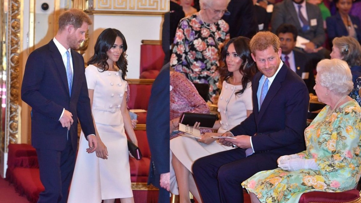 Karalienė Elizabeth II, Sasekso hercogienė Meghan ir princas Harry / „Scanpix“ nuotr.