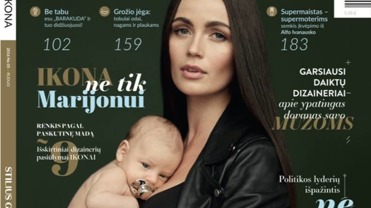 Ieva Daugirdaitė su sūnumi Majumi Mikutavičiumi / Žurnalo „Ikona“ viršelis