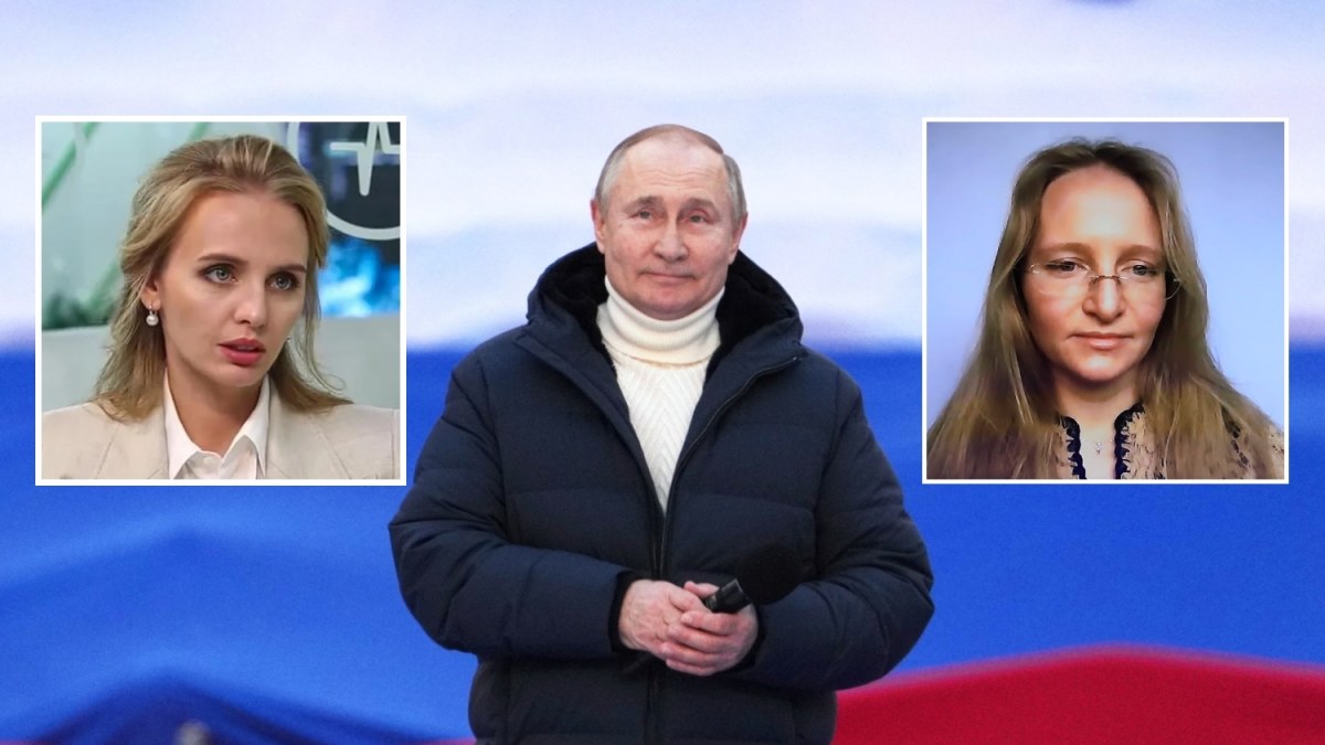 Vladimiras Putinas ir jo dukros Katerina Tichonova ir Marija Voroncova / „Scanpix“ nuotr. ir stopkadras