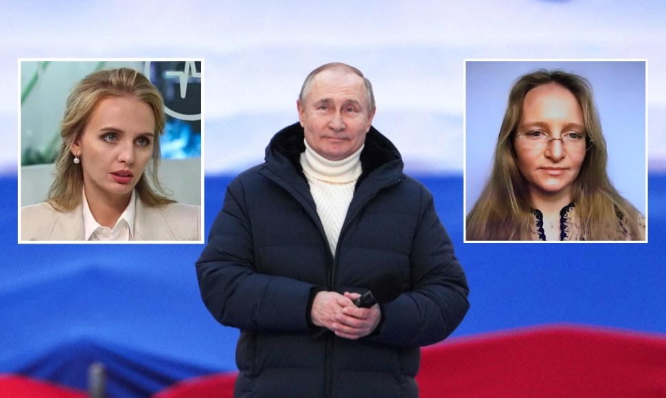Vladimiras Putinas ir jo dukros Katerina Tichonova ir Marija Voroncova / „Scanpix“ nuotr. ir stopkadras