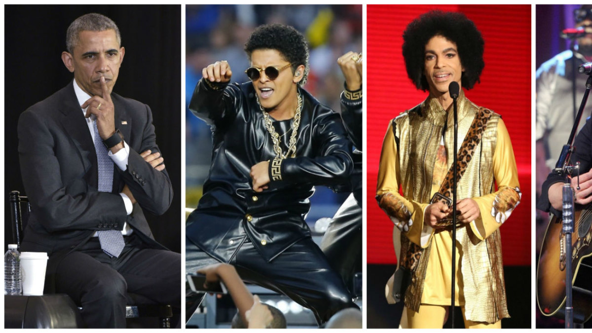 Barackas Obama, Bruno Marsas, Prince'as, Justinas Timberlake'as ir Willas Smithas / „Scanpix“ nuotr.