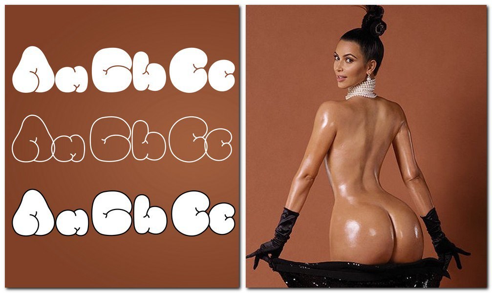 Nuogo Kim Kardashian užpakalio nuotraukos įkvėpė lietuvius sukurti šriftą / „Žmonės.lt“ montažas