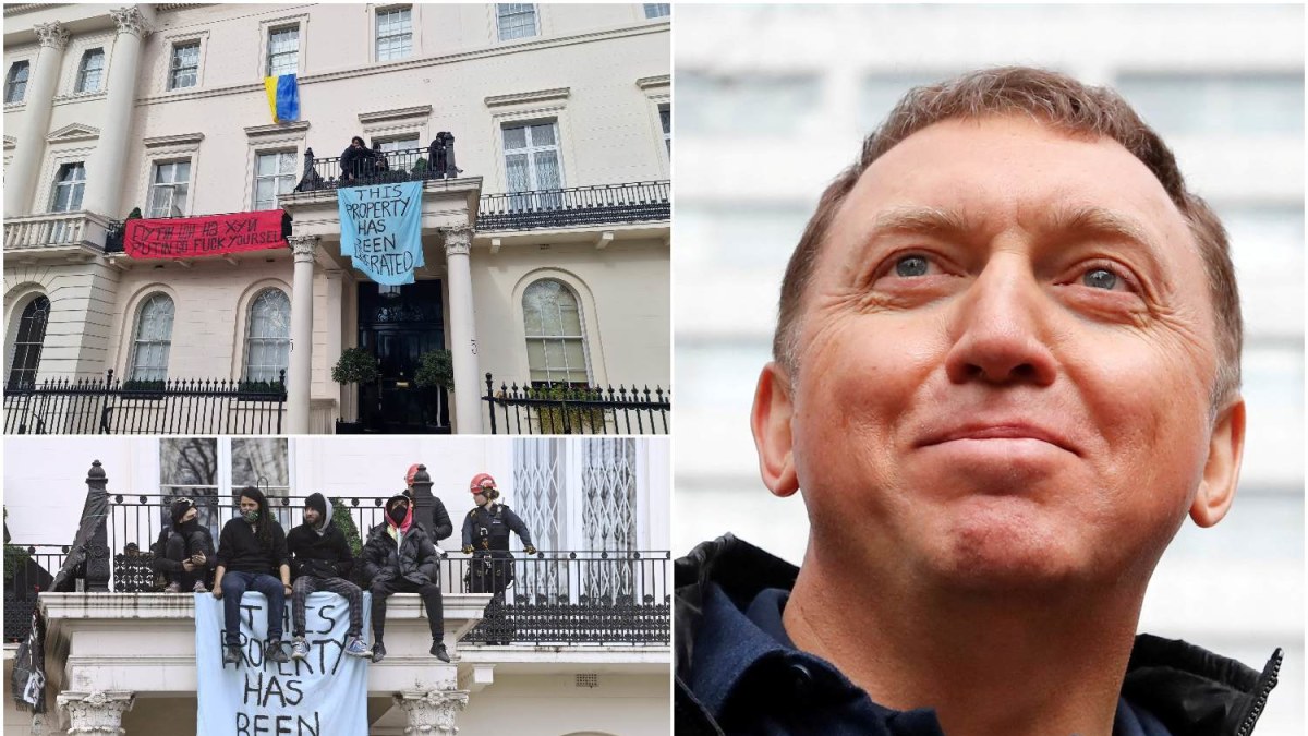 Londone protestuotojai užėmė su Olegu Deripaska susijusį namą / Scanpix nuotr.