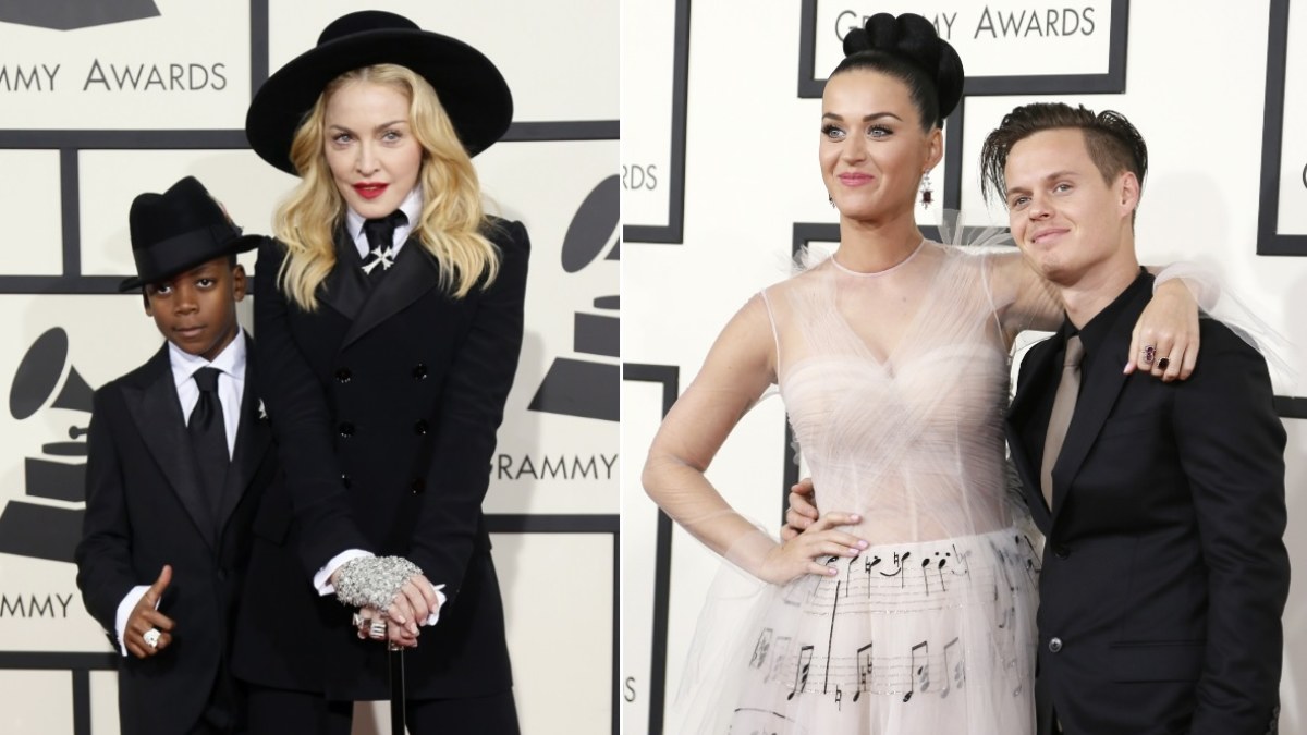 Madonna su įsūniu Davidu ir Katy Perry su broliu Davidu / „Reuters“/„Scanpix“ nuotr.