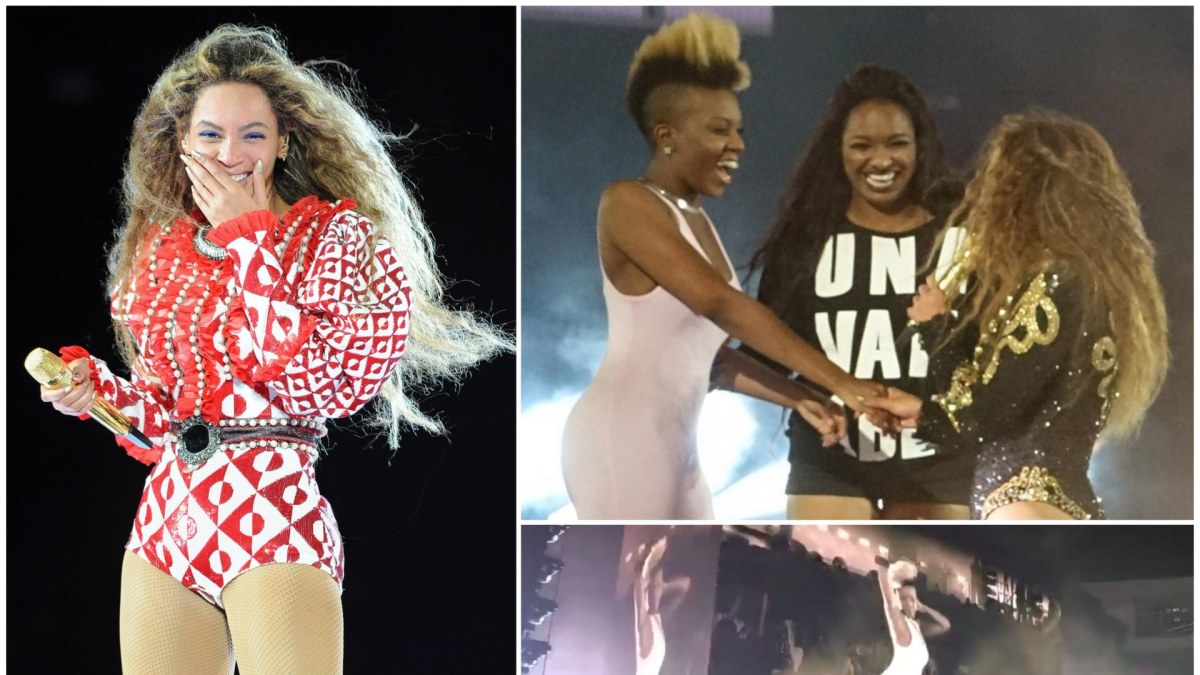 Beyonce ant scenos pakvietė dvi gerbėjas ir pati liko be žado pamačiusi, kaip jos šoka / „Vida Press“ ir „Scanpix“ nuotr.