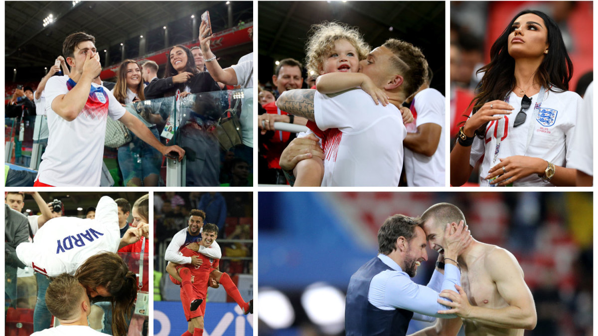 Anglijos vyrų futbolo rinktinė švenčia pergalę / Scanpix ir ViDA Press nuotr./Žmonės.lt montažas