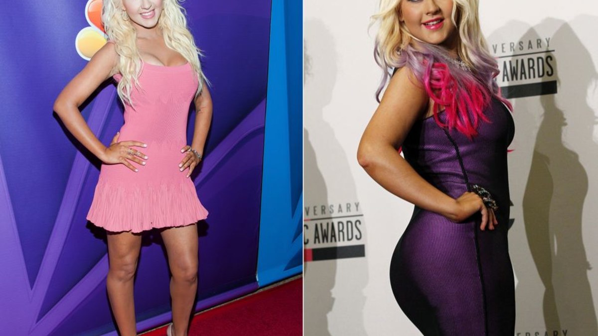 Christina Aguilera 2013 m. liepą ir 2012 m. spalį / „Scanpix“ nuotr.