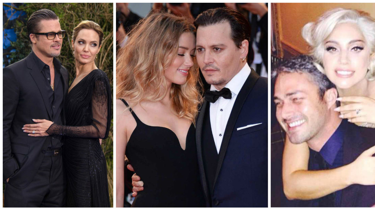 Angelina Jolie ir Bradas Pittas, Amber Heard ir Johnny Deppas bei Lady Gaga ir Tayloras Kinney / „Scanpix“ ir „Instagram“ nuotr.