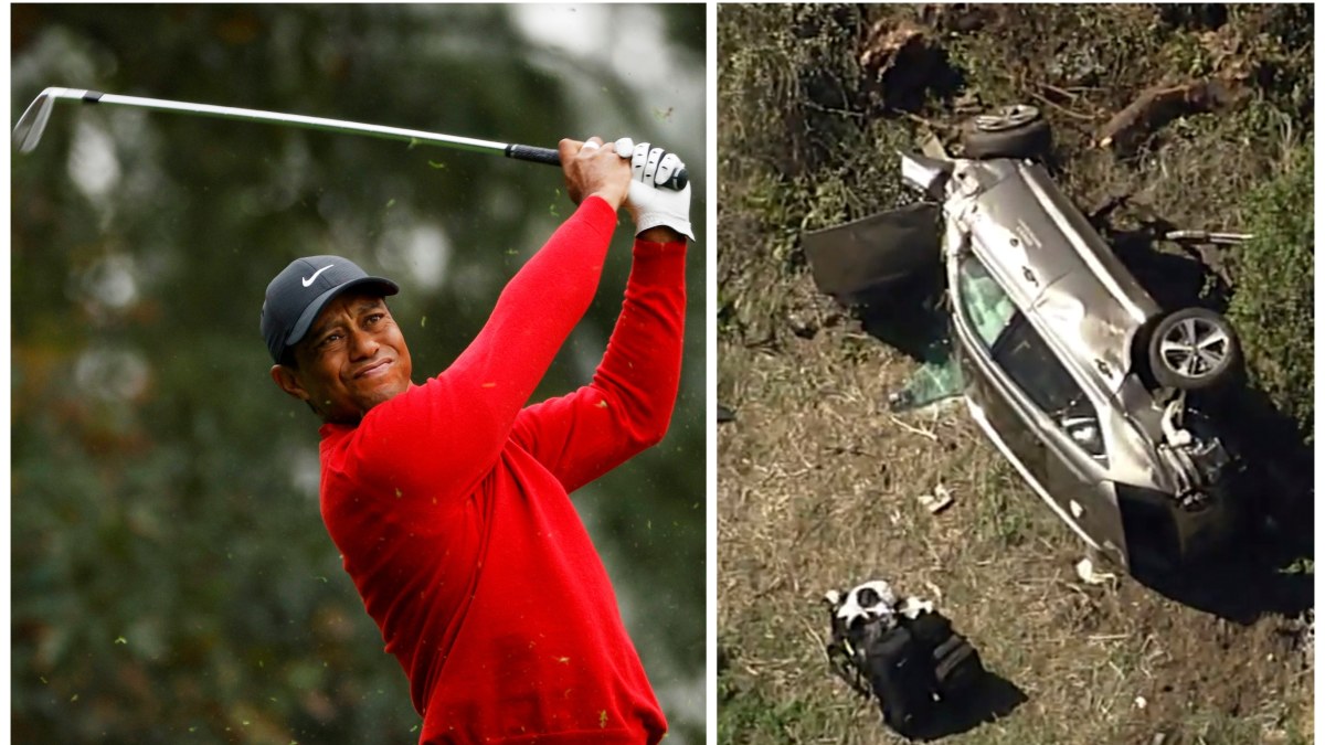 Tigeris Woodsas pateko į kraupią avariją / „Scanpix“ nuotr.