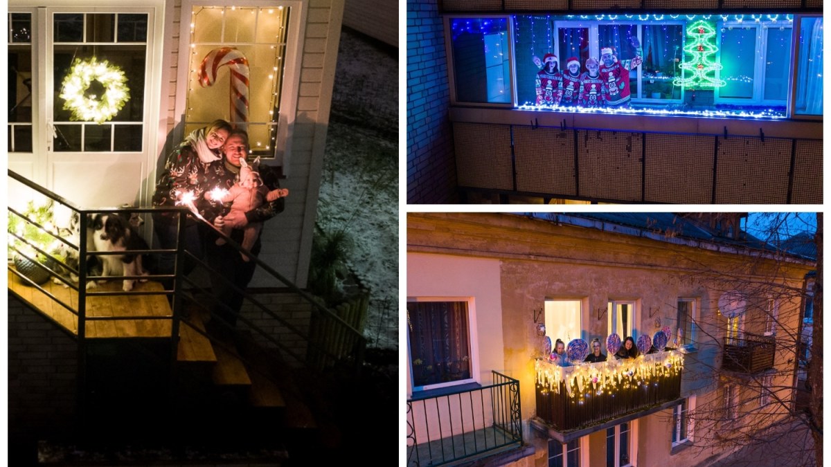 Vilniečiai įžiebia Kalėdų papuošimus balkonuose / Ado Vasiliausko nuotr.