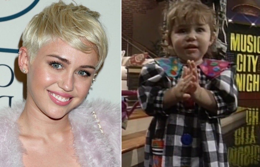 Miley Cyrus dabar ir būdama dvejų metukų / „Scanpix“/AFP ir „Youtube“ nuotr.