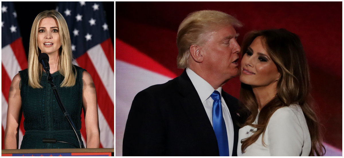 Donaldas Trumpas su žmona ir dukra (kairėje) / „Scanpix“ nuotr.